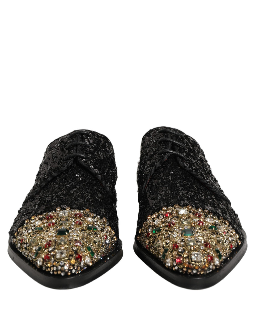 black sequin dress shoes Dolce & Gabbana Black Sequin Embellished Men Derby Dress Shoes