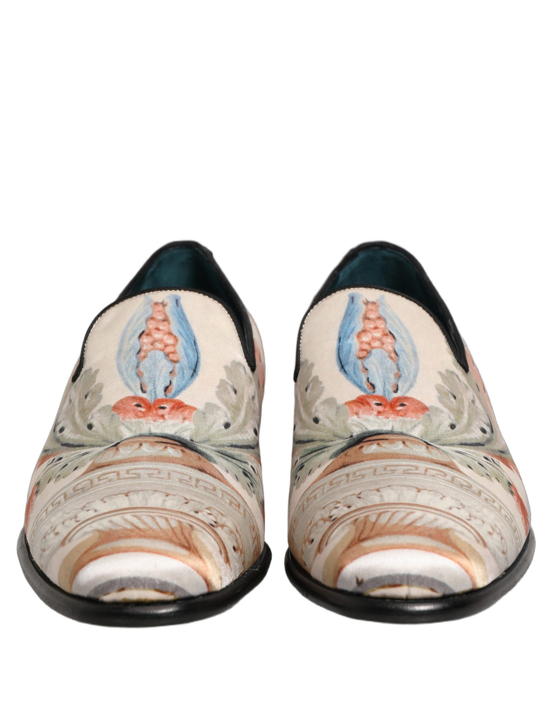 Dolce & Gabbana White Floral Vase Slip On Dress Loafers Shoes