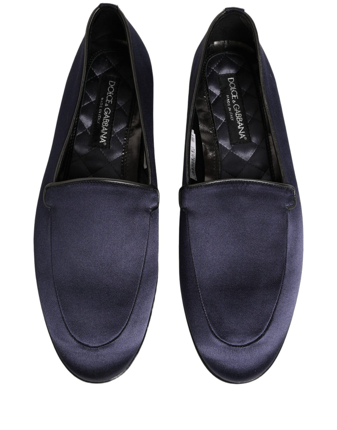 Dolce & Gabbana Blue Satin Logo Slip On Flats Loafers Shoes