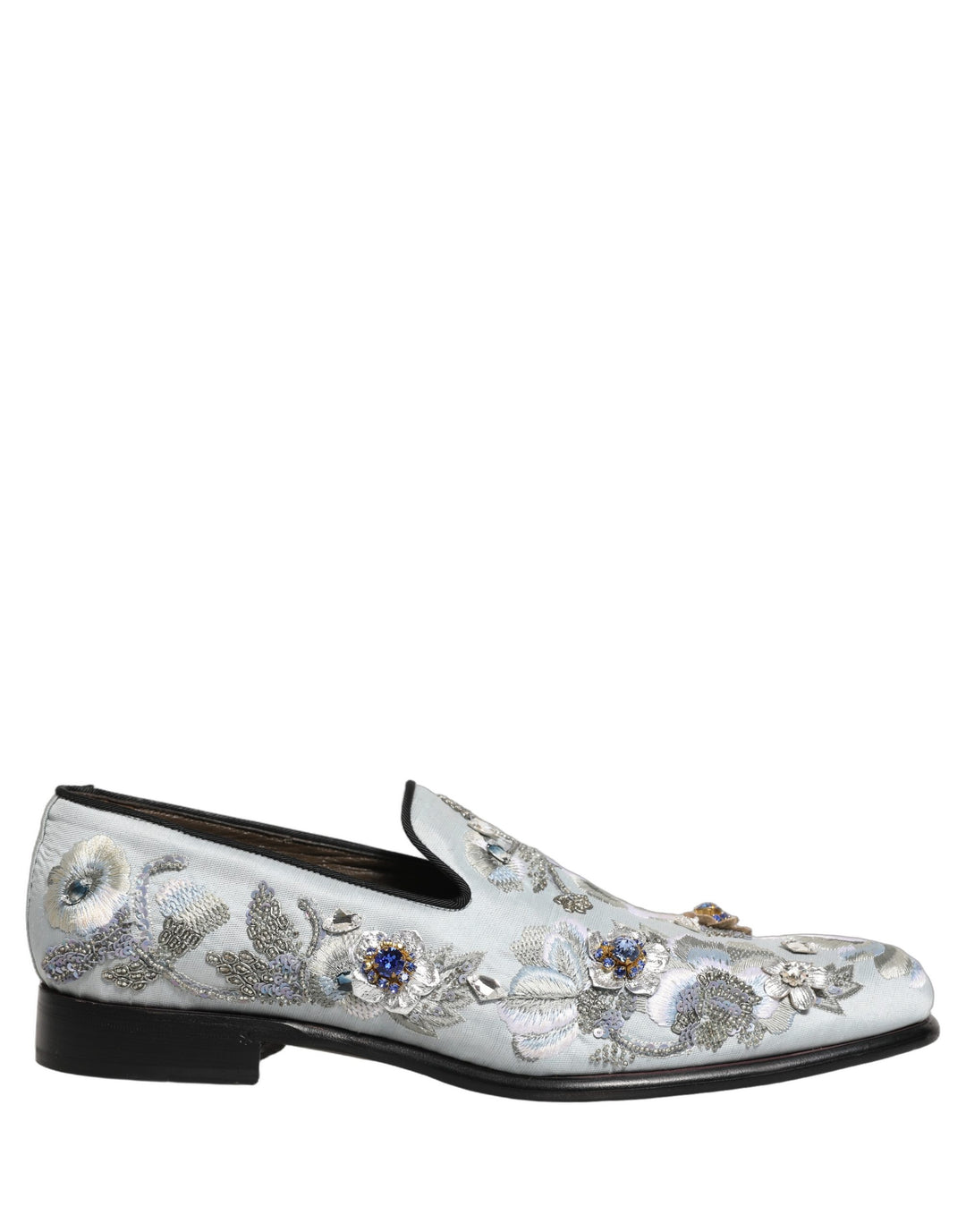 Dolce & Gabbana White Floral Embellished Men Loafers  Shoes