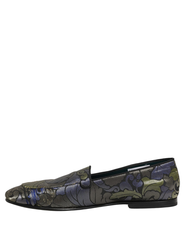 Dolce & Gabbana Multicolor Floral Jacquard Men Loafers Shoes