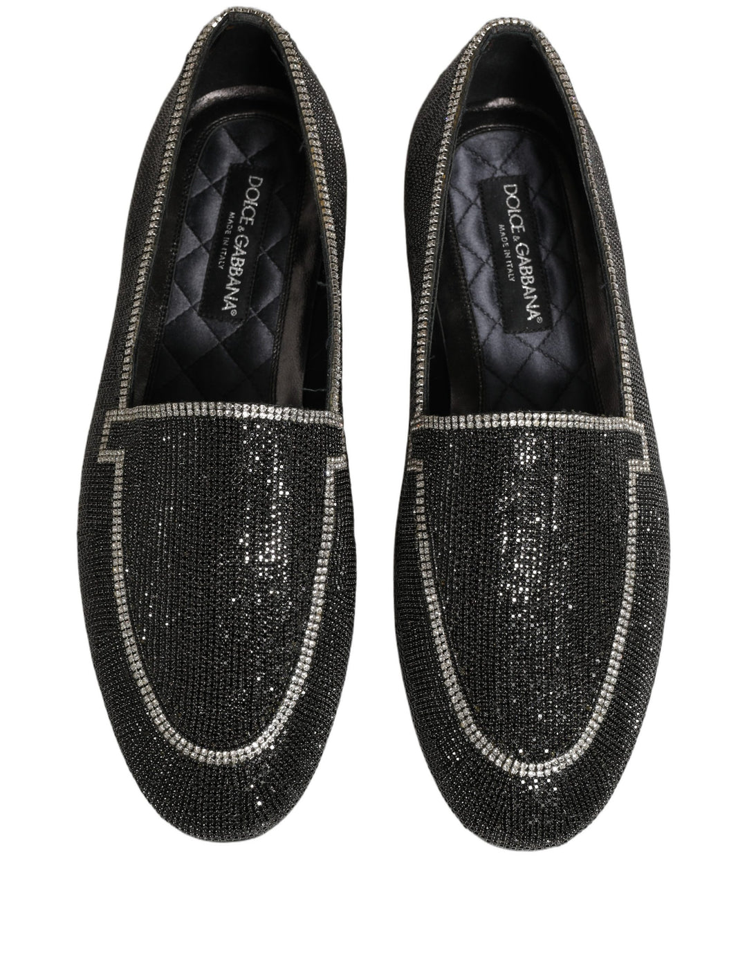 Dolce & Gabbana Black Crystal Embellished Men Loafers Shoes