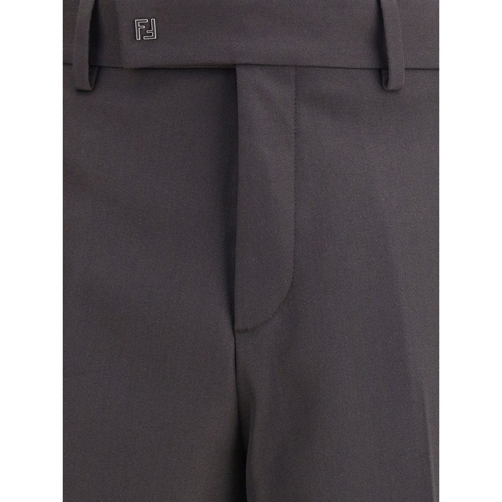 Fendi Brown Wool Oves Aries Dress Pants