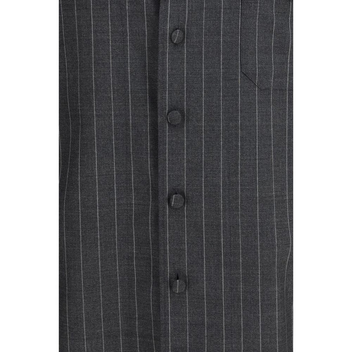 Dolce & Gabbana Gray Wool Oves Aries Dress Shirt