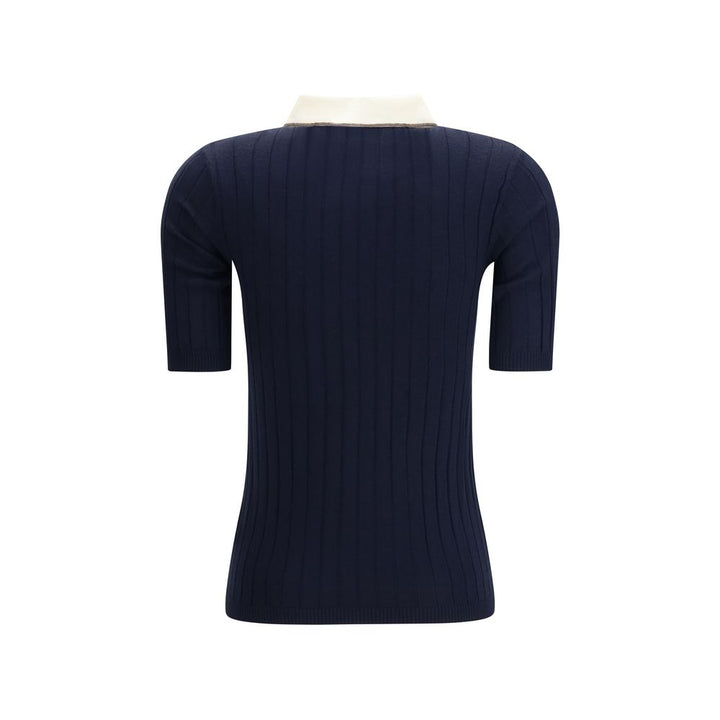 Brunello Cucinelli Blue Wool Oves Aries Polo Shirt