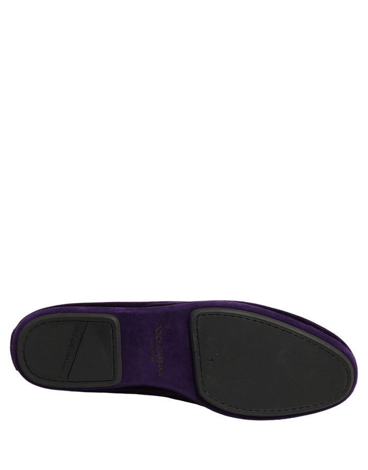 Dolce & Gabbana Violet Suede Embellished Dress Loafers Shoes