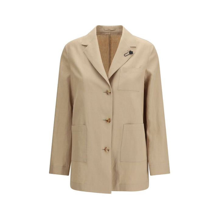 Lardini Beige Wool Oves Aries Full-Length Jacket