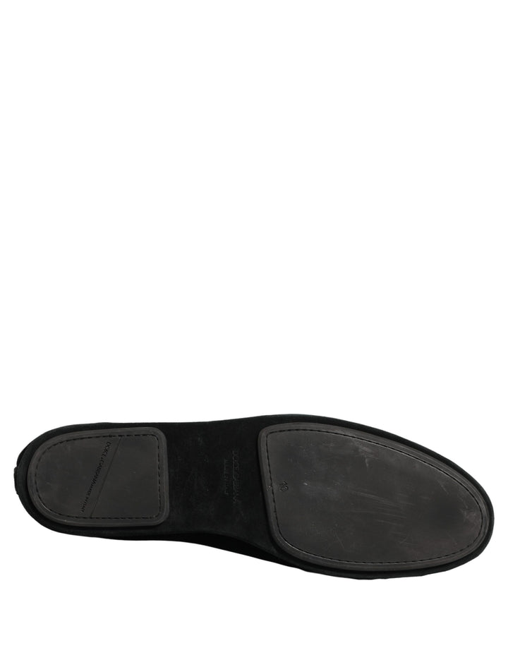 Dolce & Gabbana Black Crown Embellished Dress Loafers Shoes