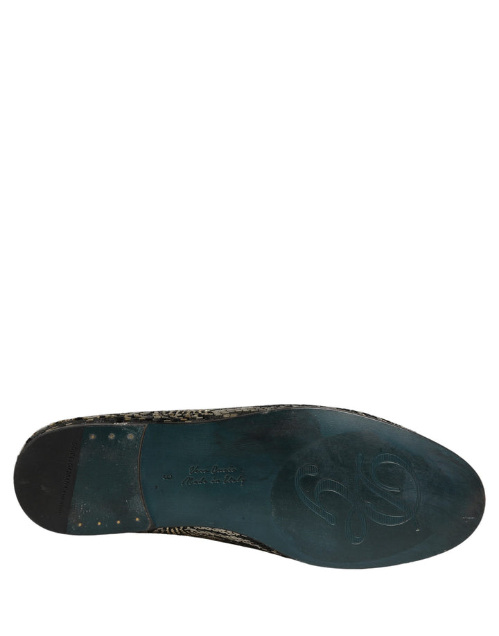 Dolce & Gabbana Black Silver Embellished Dress Loafers Shoes