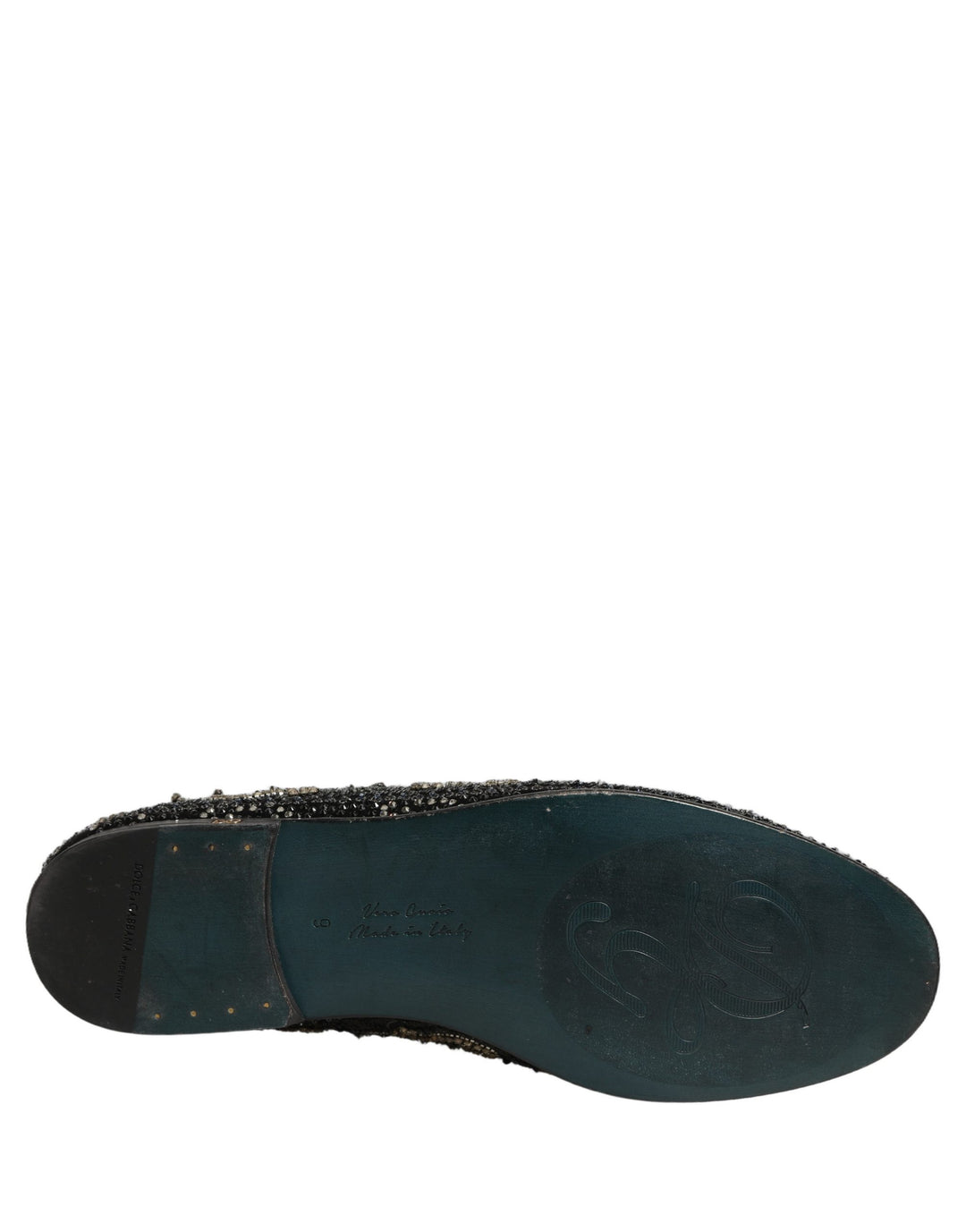 Dolce & Gabbana Black Rhinestone Embellished Loafers Shoes