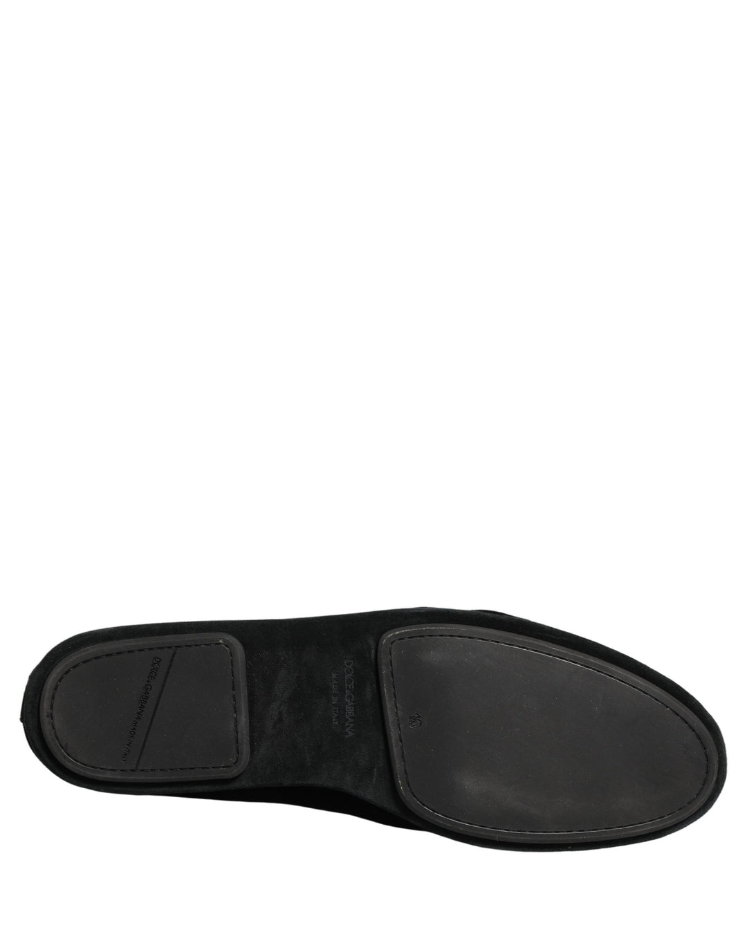 Dolce & Gabbana Black Velvet Crown Embroidery Loafers Shoes