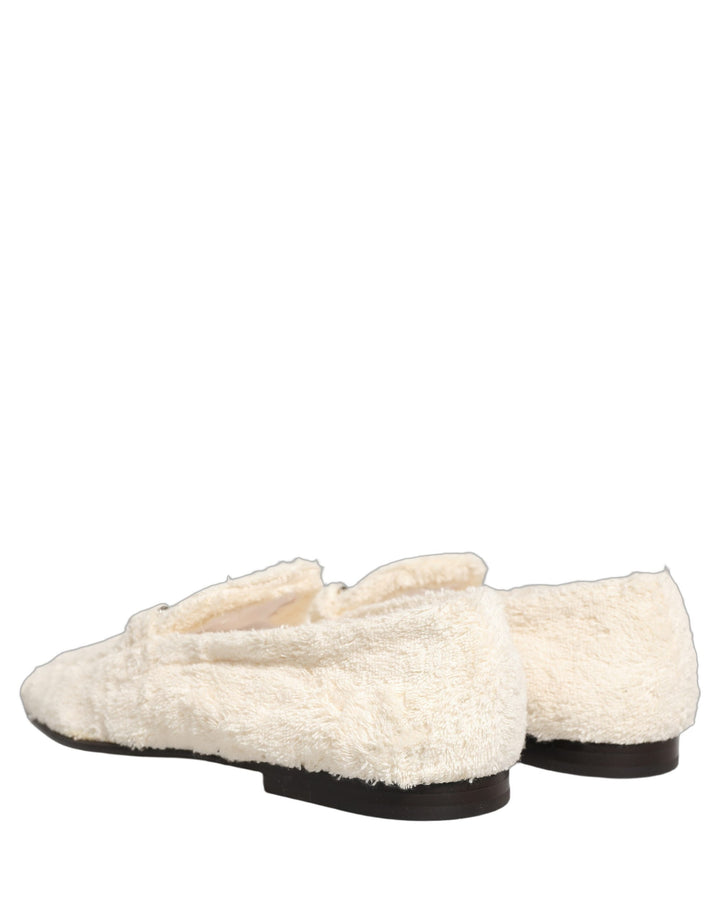 Dolce & Gabbana White Fur Shearling Men Dress Loafers Shoes
