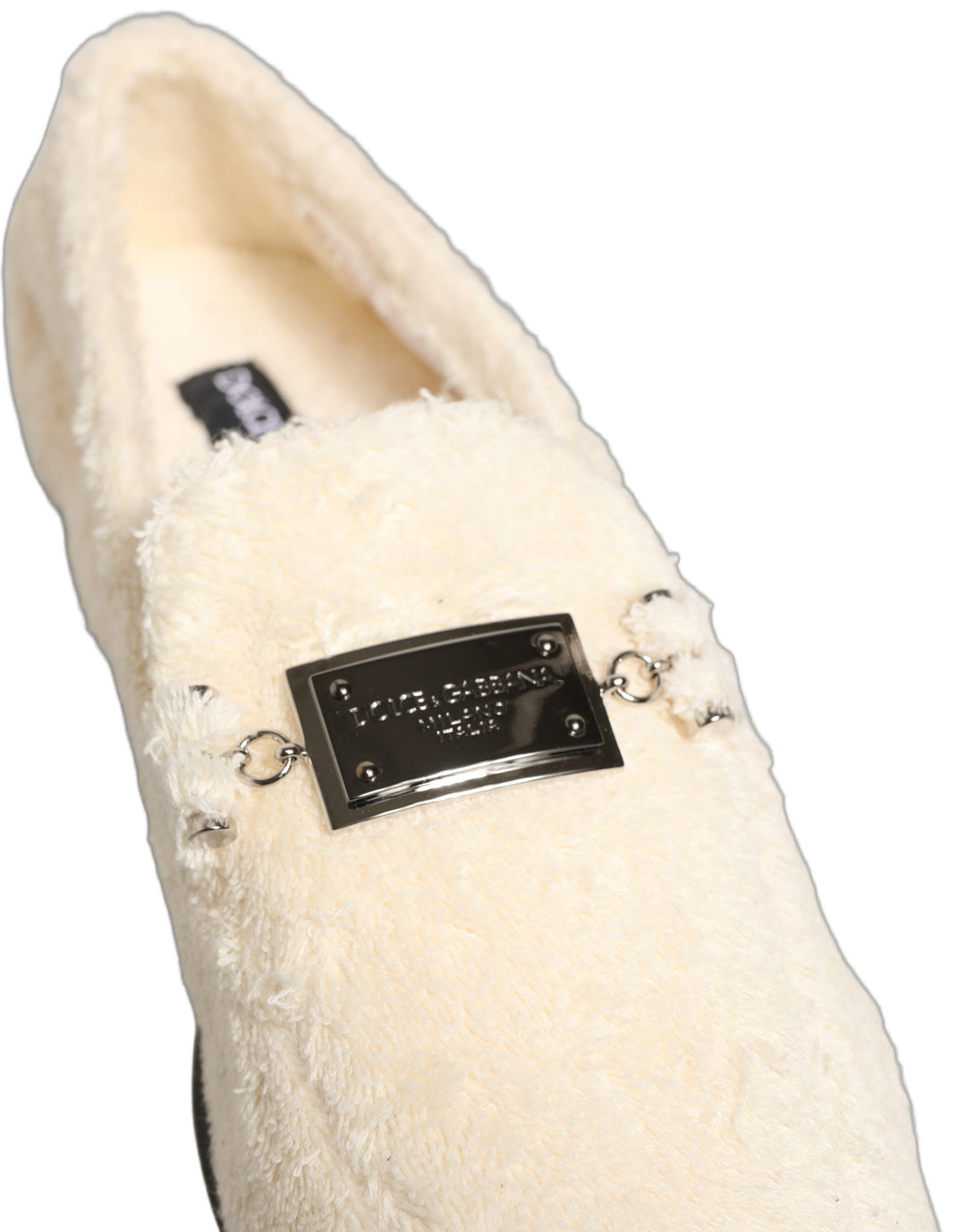 Dolce & Gabbana White Fur Shearling Men Dress Loafers Shoes