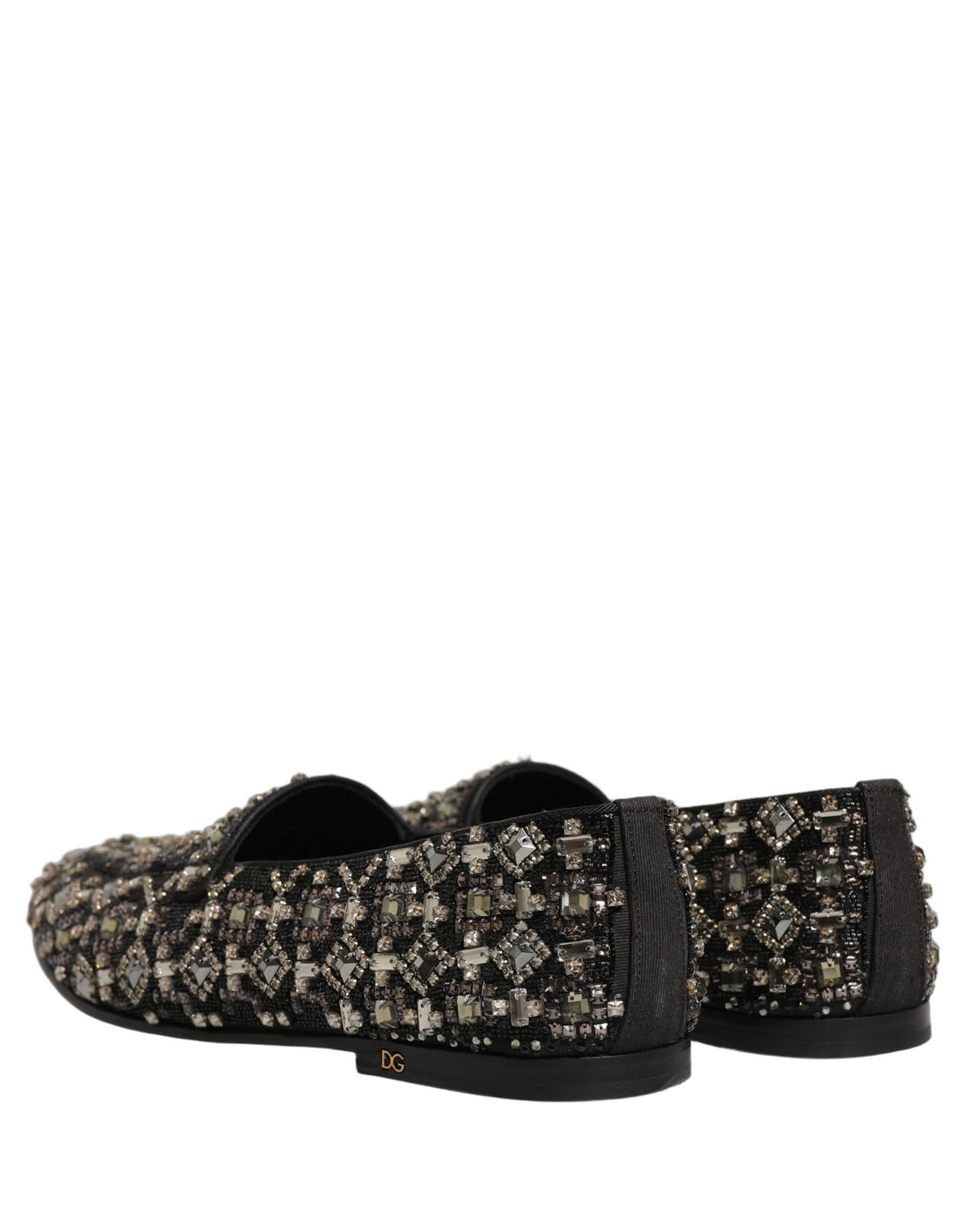 Dolce & Gabbana Silver Leather Logo Slip On Loafers Shoes