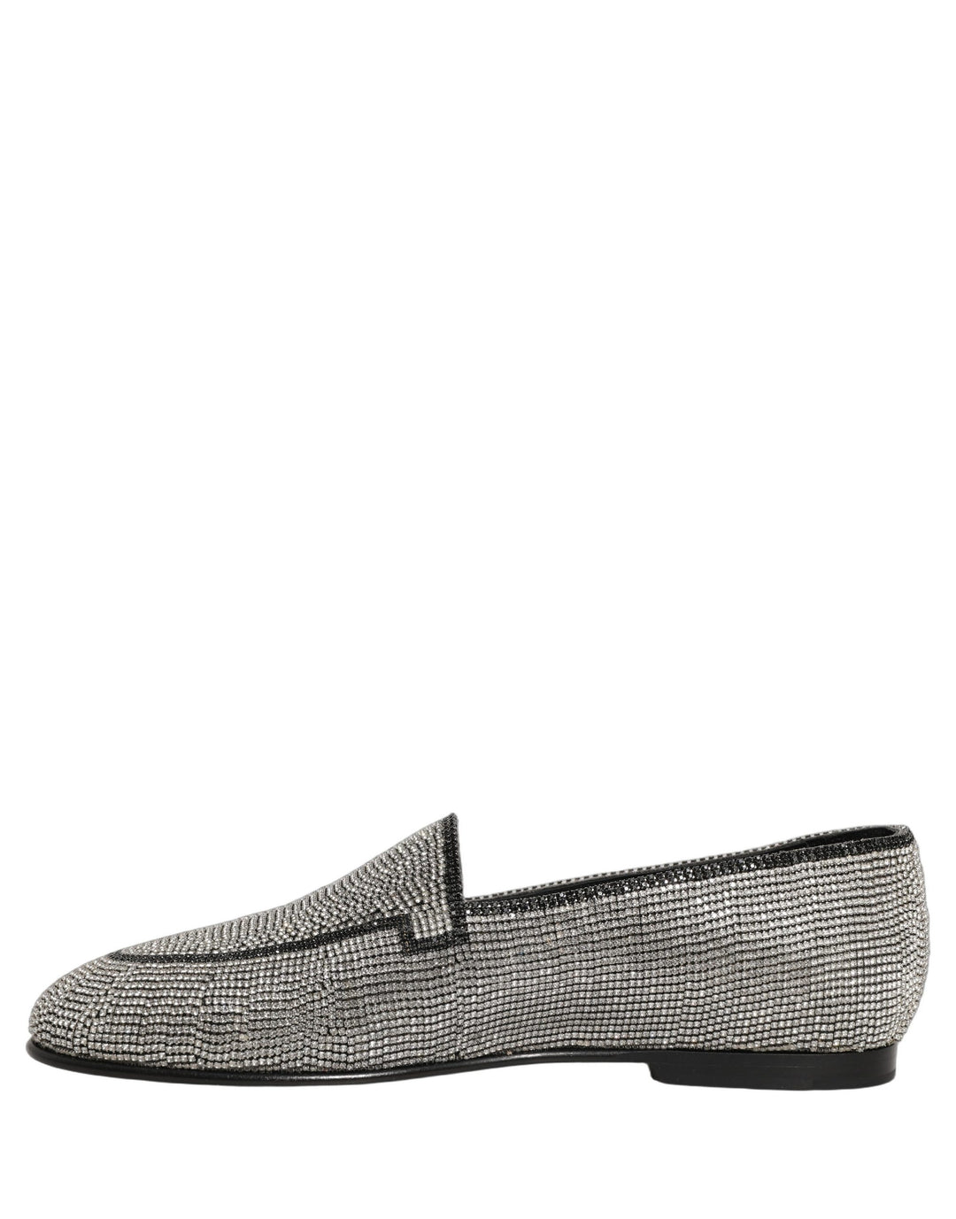 Dolce & Gabbana Silver Crystal Embellished Men Loafers Shoes