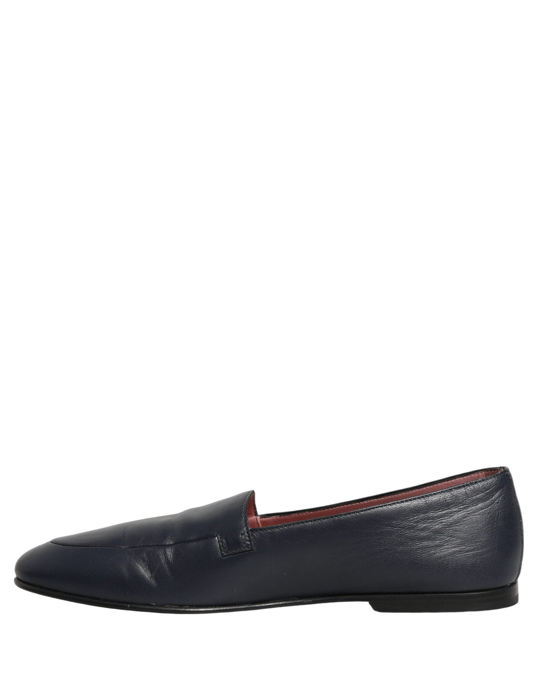 Dolce & Gabbana Navy Blue Leather Logo Slip On Loafers Shoes