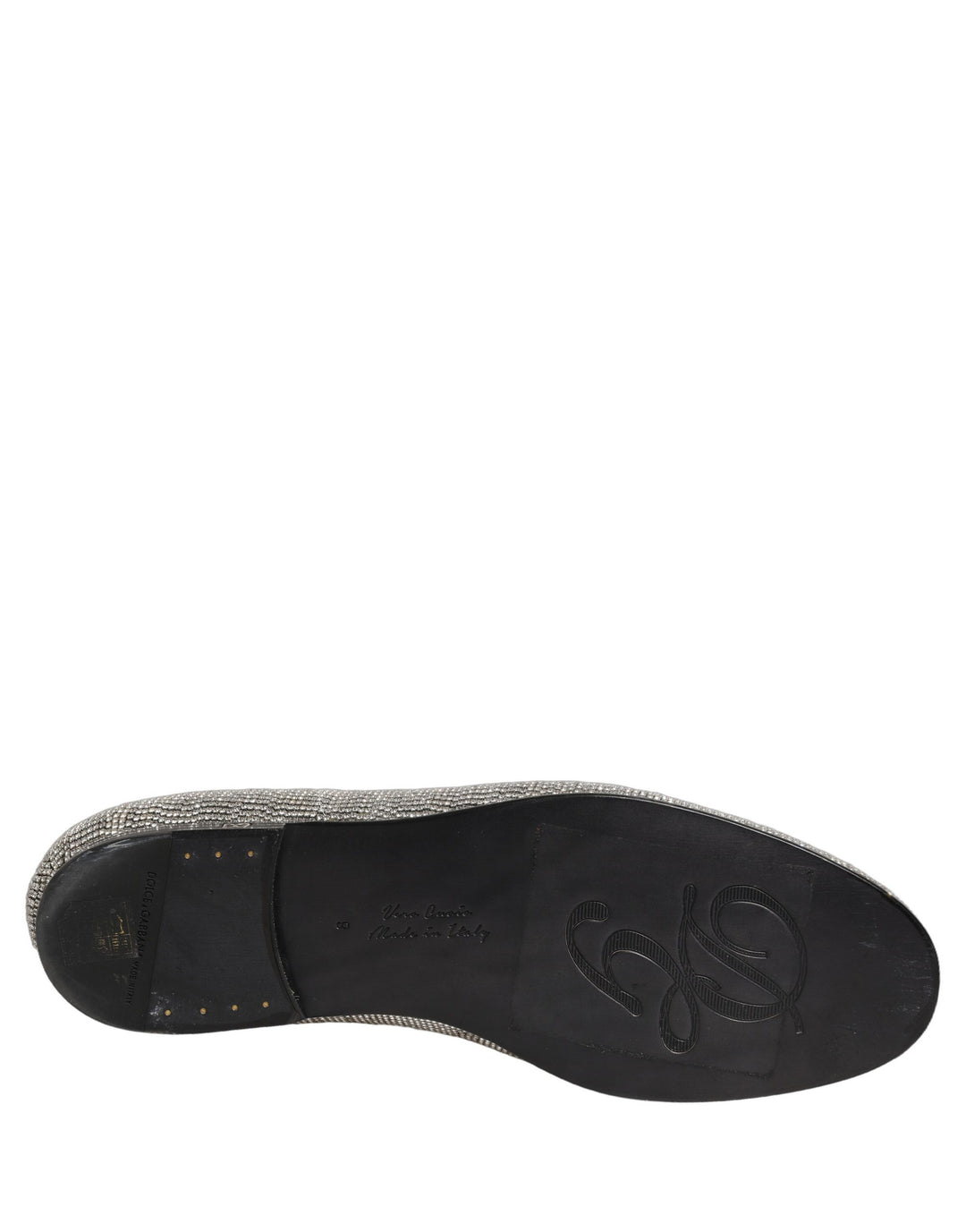 Dolce & Gabbana Silver Crystal Embellished Men Loafers Shoes