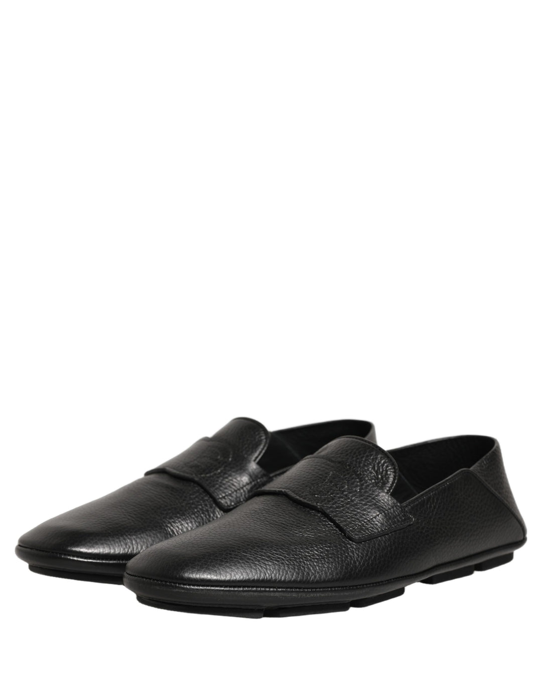 Dolce & Gabbana Black Deerskin Leather Driver Loafers Shoes