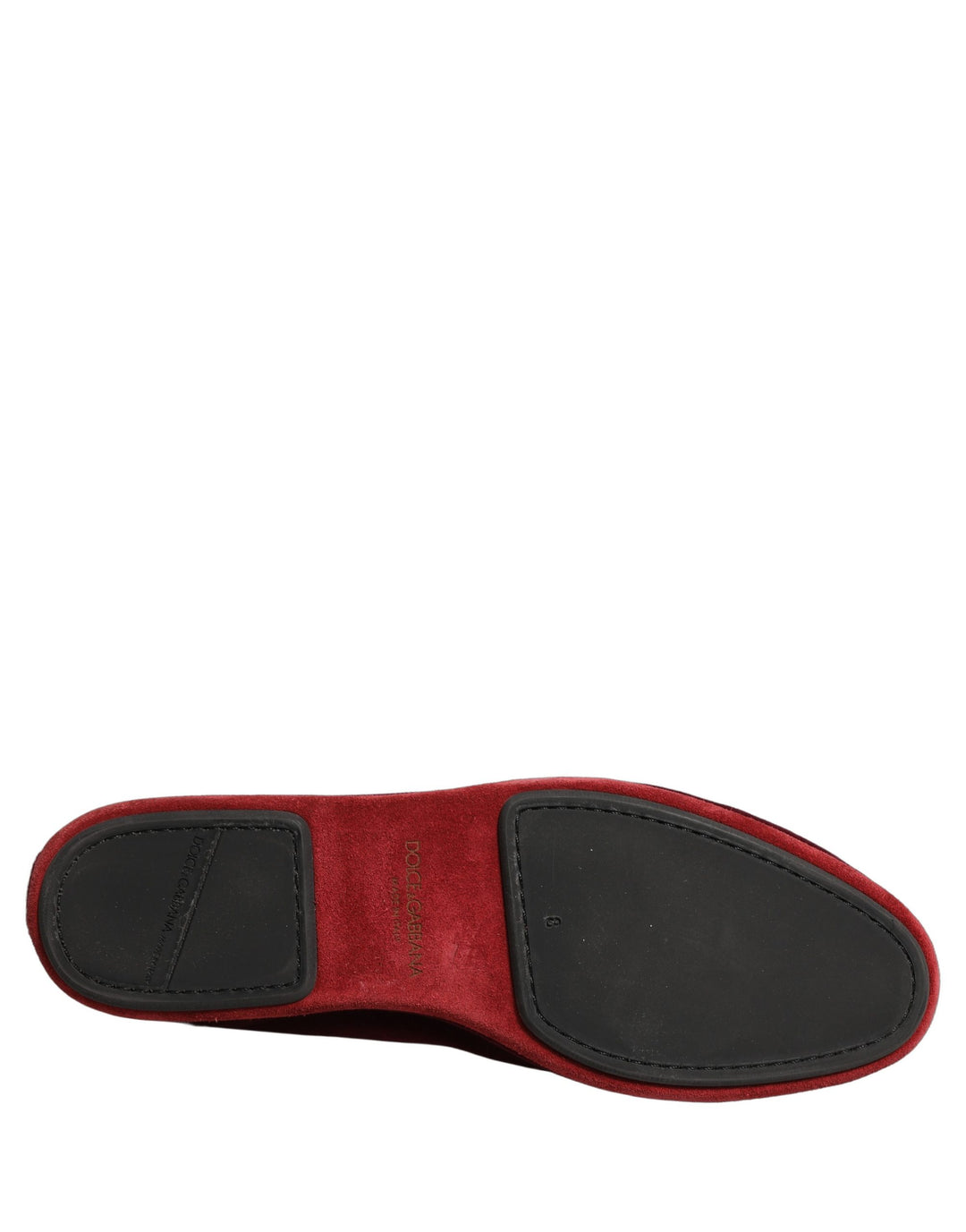 Dolce & Gabbana Red Suede Embellished Men Dress Loafers Shoes