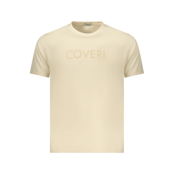 Coveri Moving Beige Cotton Mens T-Shirt