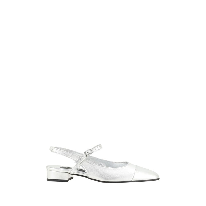 Carel Paris Silver Calf Leather Bos Taurus Platform Loafers