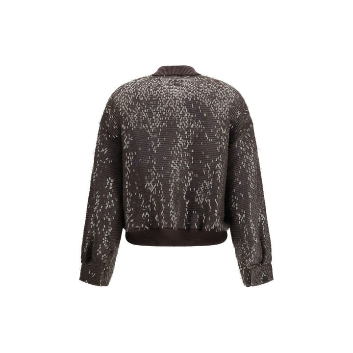 Brunello Cucinelli Brown Silk Bomber