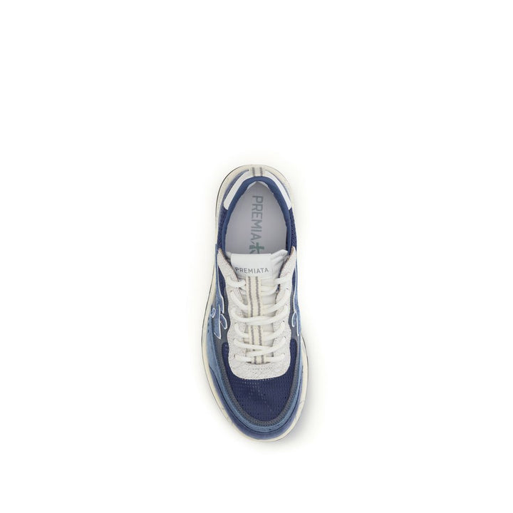 Premiata Blue Calf Leather Bos Taurus Athletic Sneakers
