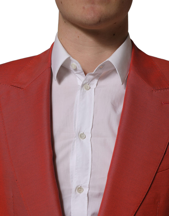 Dolce & Gabbana Red Wool Single Breasted Men Blazer Jacket