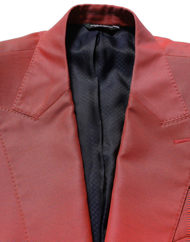 Dolce & Gabbana Red Wool Single Breasted Men Blazer Jacket