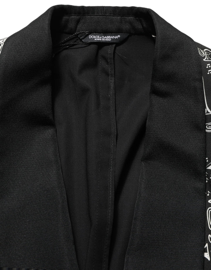 Dolce & Gabbana Black Crystal Embellished Coat Blazer Jacket