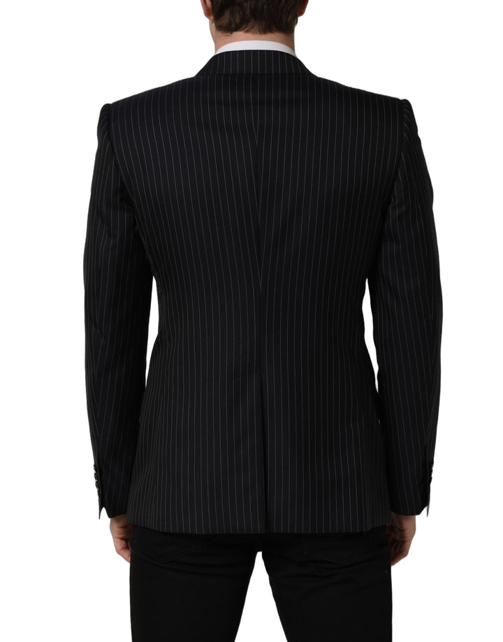 Dolce & Gabbana Black Stripes Wool Double Breasted Jacket