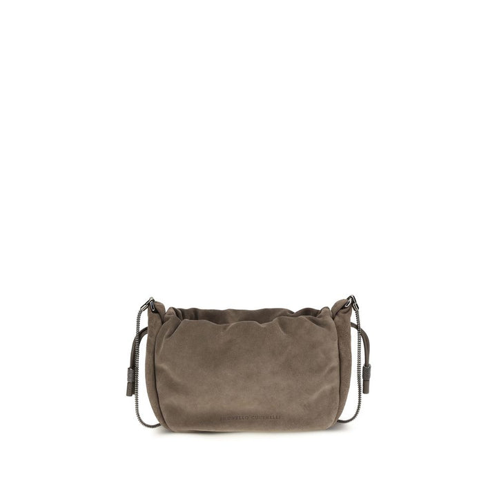 Brunello Cucinelli Brown Calf Leather Bos Taurus Shoulder Bag