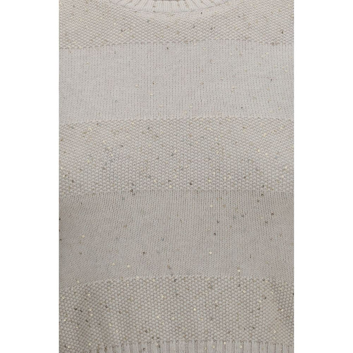 Brunello Cucinelli Beige Cotton Sleeveles Sweater