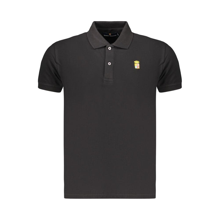 Marina Militare Black Cotton Mens Polo