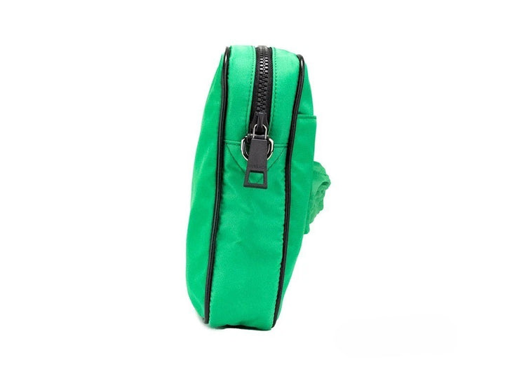 Versace Small Bright Green Nylon Fabric Medusa Crossbody Messenger Bag Purse