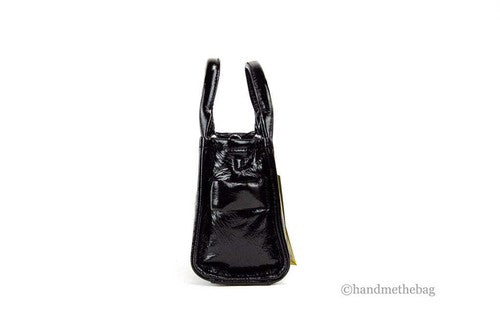 Marc Jacobs The Shiny Crinkle Micro Tote Black Leather Crossbody Bag Handbag