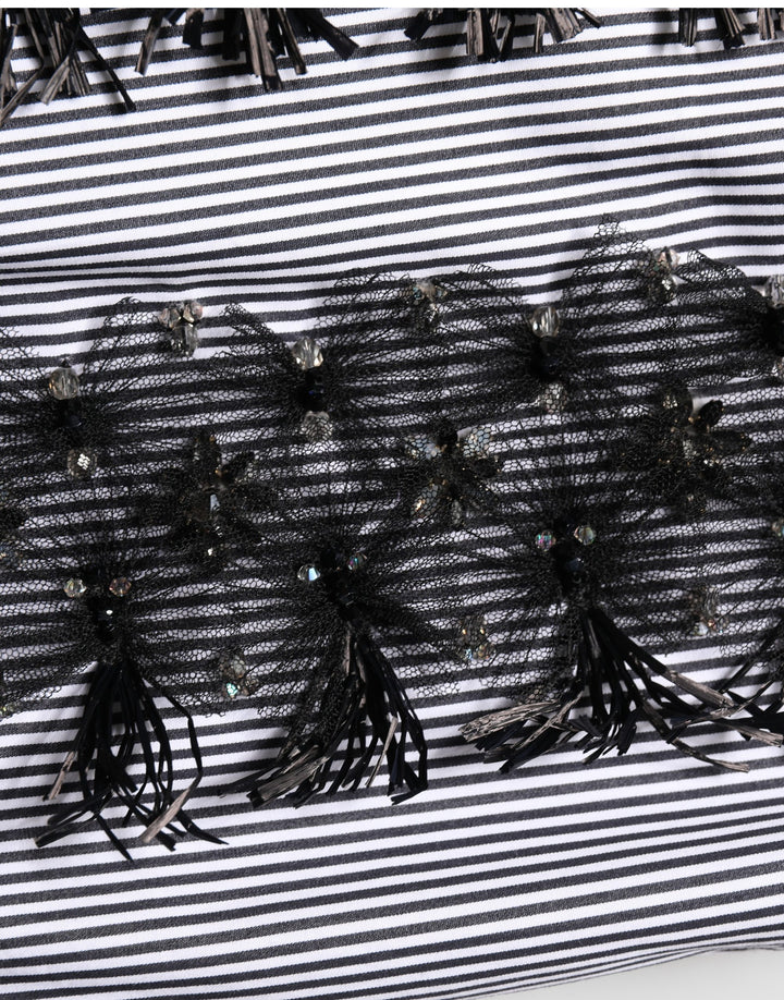 Dolce & Gabbana BlackGray Pinstripe Embellished Trouser Pants