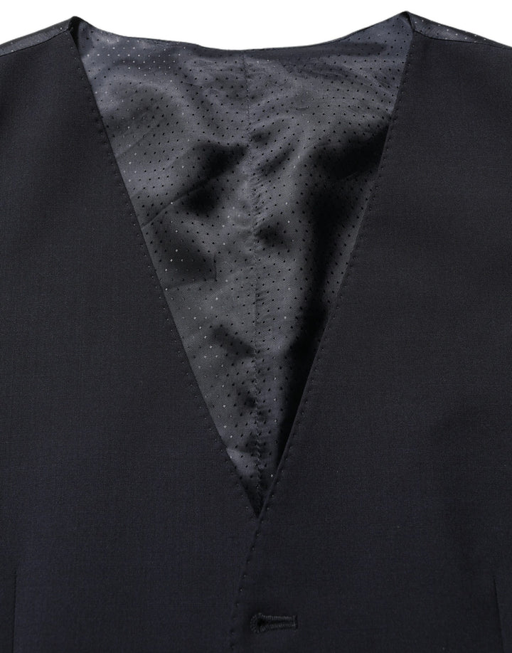 Dolce & Gabbana Black Wool Single Breasted Waistcoat Vest