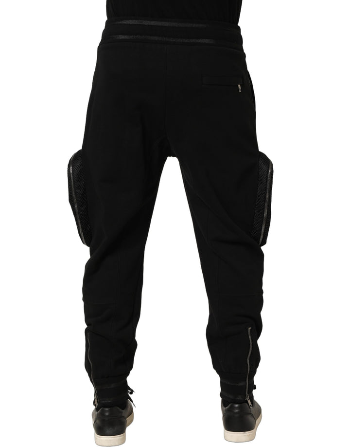 Dolce & Gabbana Black Mid Waist Cargo Jogger Sweatpants Pants