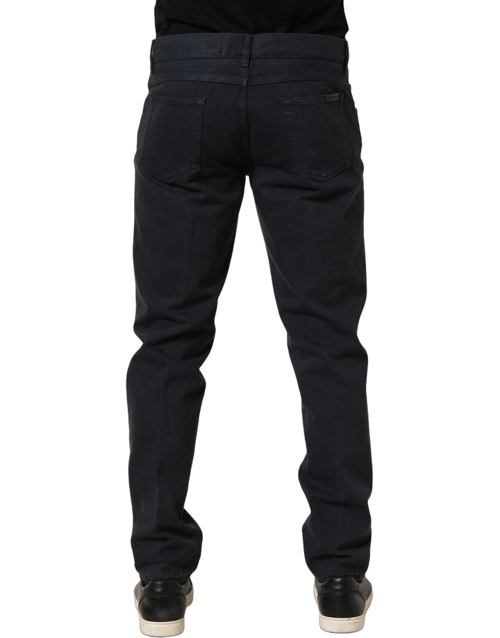 Dolce & Gabbana Black Cotton Mid Waist Skinny Men Denim Jeans