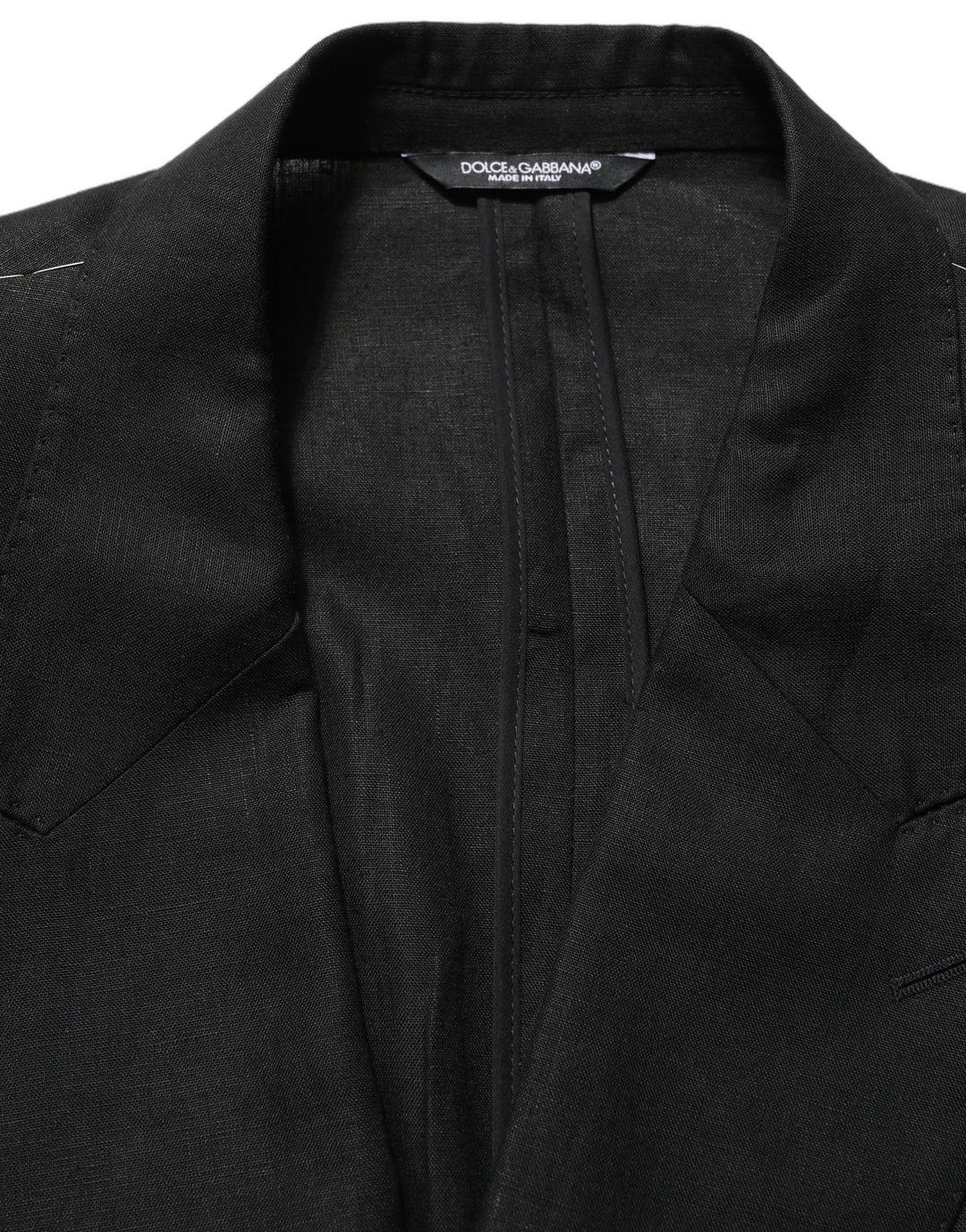 Dolce & Gabbana Black Linen Slim Fit Formal 2 Piece Suit