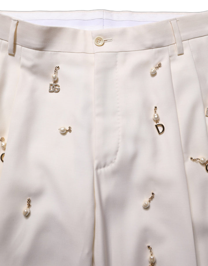 Dolce & Gabbana White Wool Slim Fit Formal 2 Piece Men Suit