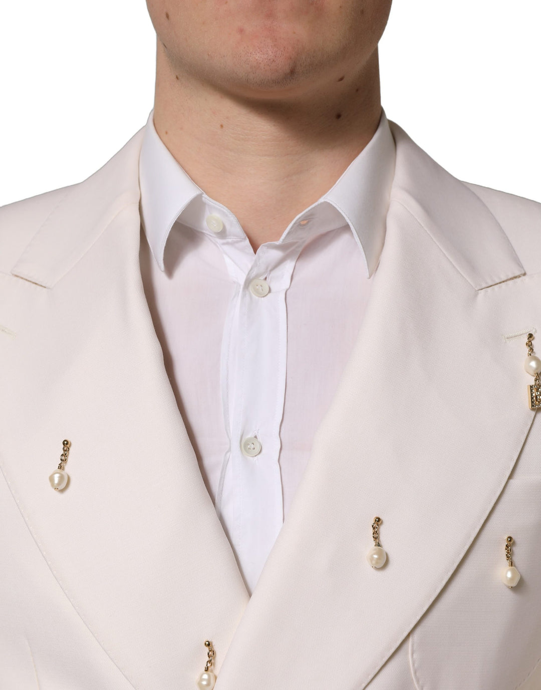 Dolce & Gabbana White Wool Slim Fit Formal 2 Piece Men Suit