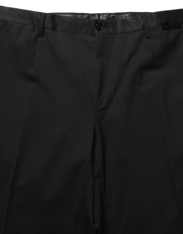 Dolce & Gabbana Black Wool Tapered Leg Dress Trouser Pants
