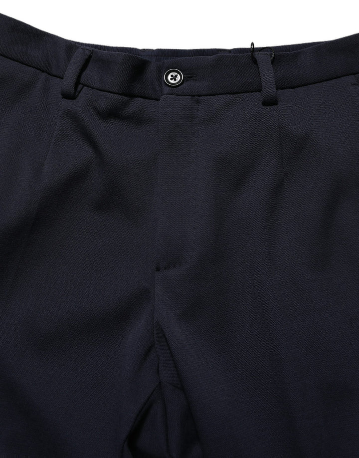 Dolce & Gabbana Black Cotton Tapered Leg Dress Trouser Pants