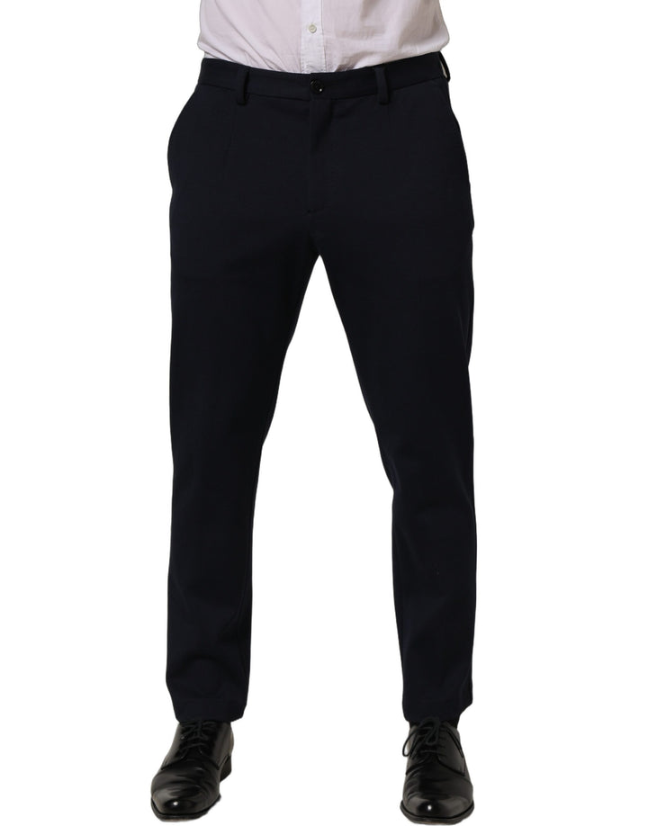 Dolce & Gabbana Black Cotton Tapered Leg Dress Trouser Pants