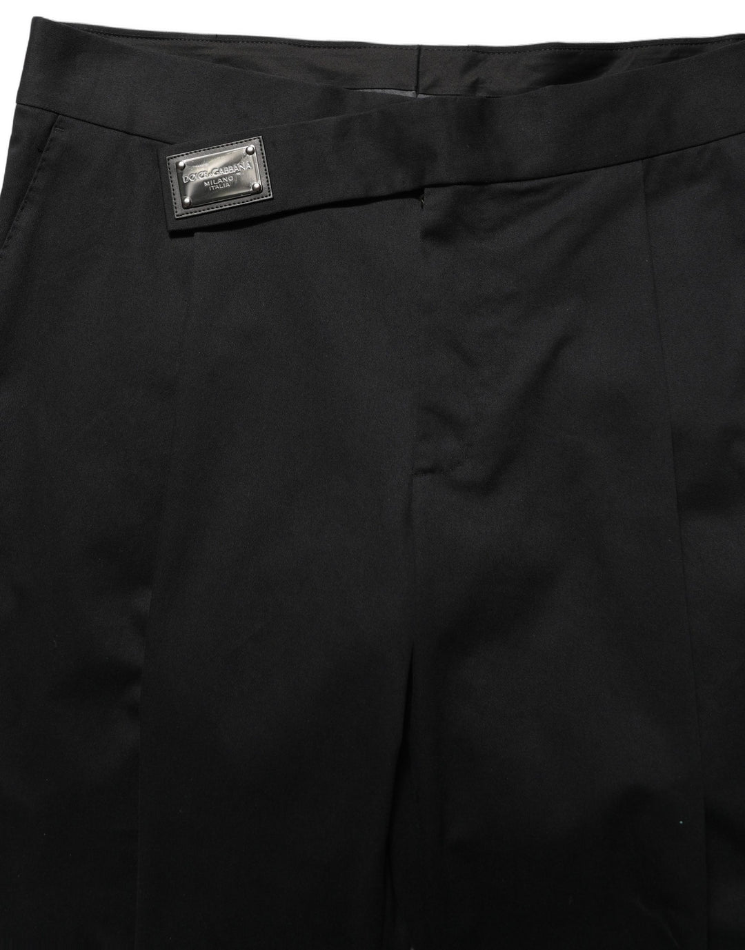 Dolce & Gabbana Black Cotton Straight Leg DressTrouser Pants
