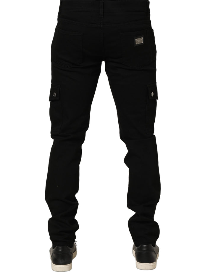 Dolce & Gabbana Black Cotton Stretch Skinny Men Denim Jeans