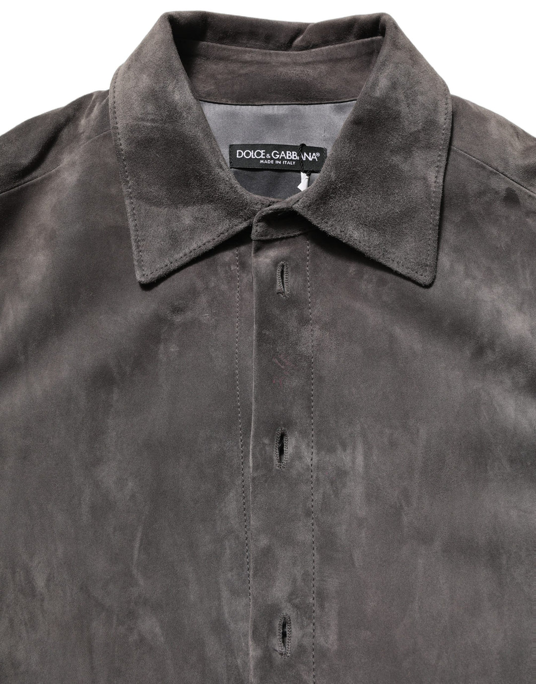 Dolce & Gabbana Gray Suede Long Sleeves Button Down Shirt