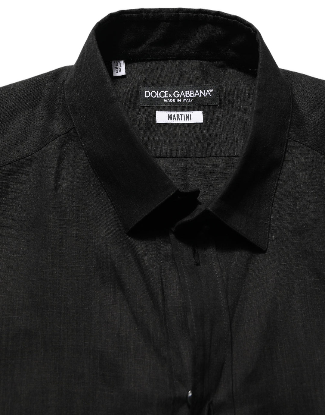 Dolce & Gabbana Black MARTINI Long Sleeves Linen Dess Shirt